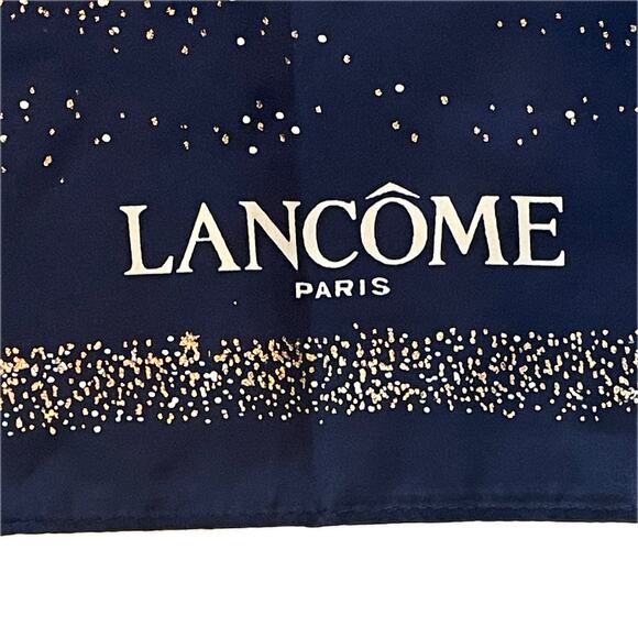 New Lancome Silk Scrarf 21"x21" Galaxy Night Moon Stars, Navy - Picture 1 of 5